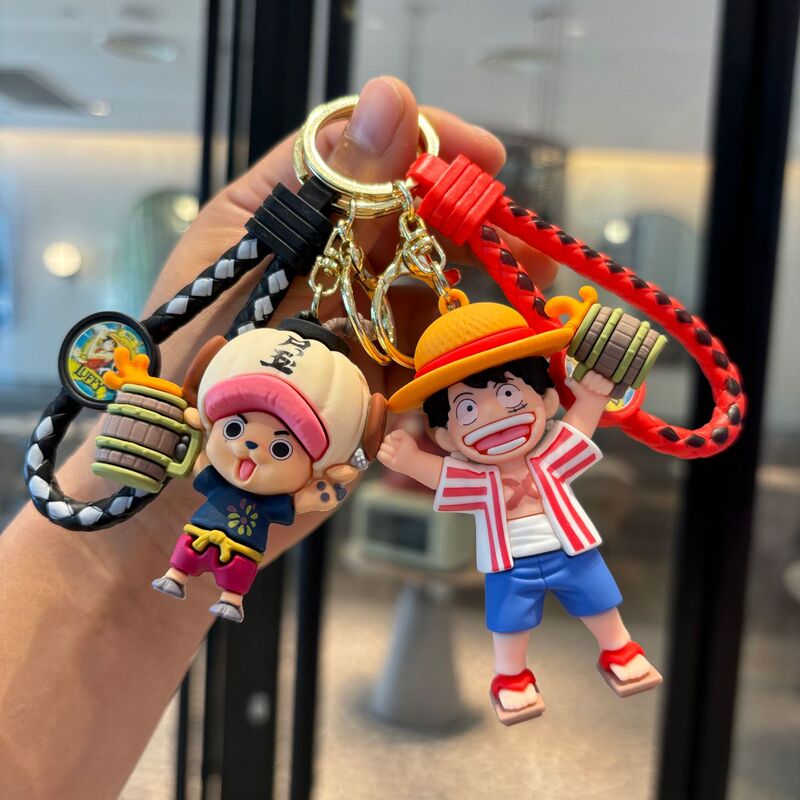Cross-border One Piece Keychain Pendant Luffy Cute Doll Key Chain Catch Baby Machine Hanging Ornaments Small Gift Wholesale