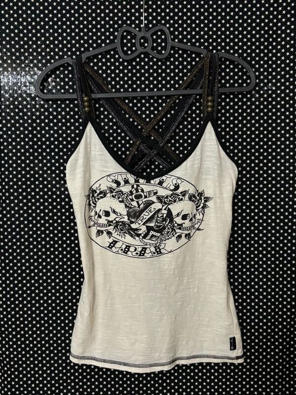Japanese Subculture Gothic Rock Shibuya Hottie Y2K 2026 Summer New Style Skull Print Camisole Japanese Subculture Gothic Rock Shibuya Hottie Y2K 2026 Summer New Style Skull Print Camisole