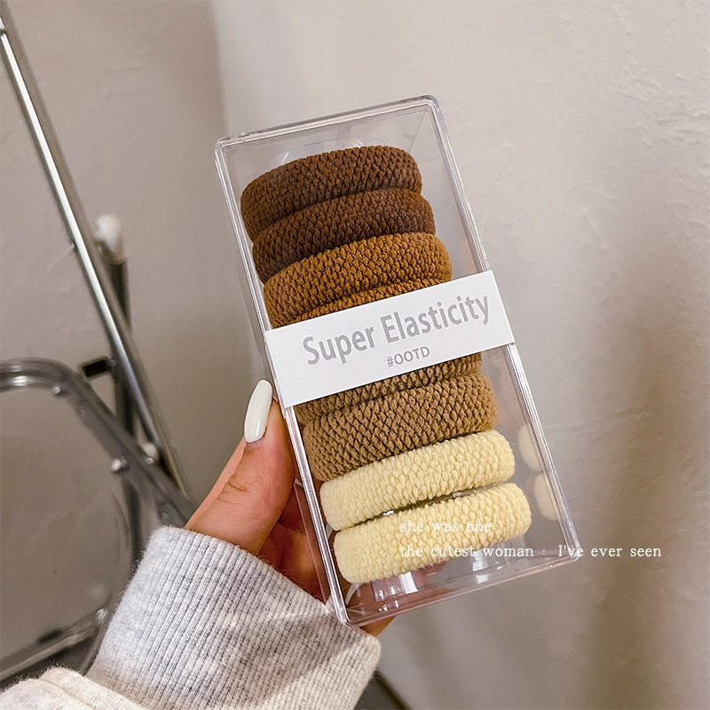 Corea del Sur red elástica mujer corda de cabeza coreana inssen sistema simple anillo de cabello atado pelo pequeño cubierta de cuero tocado