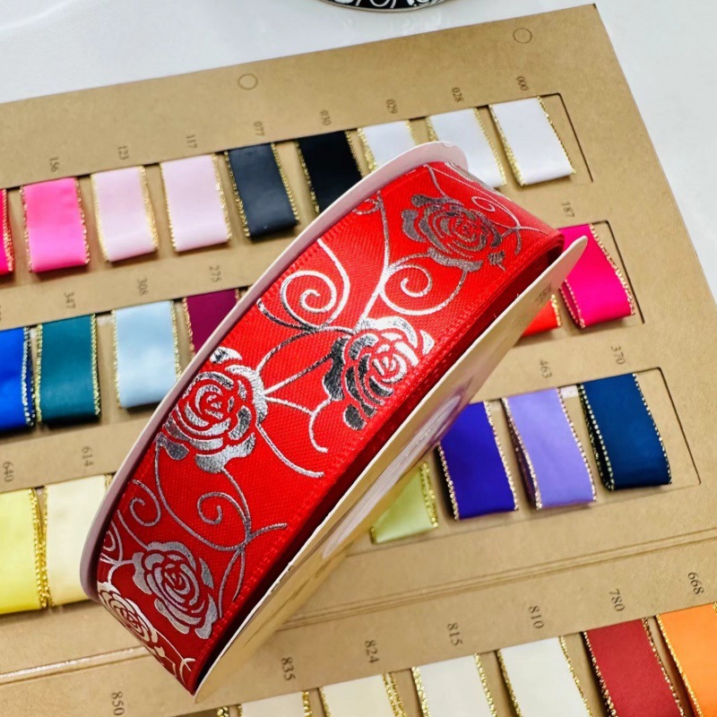 2,5 cm de ancho rosa plateada Lolita hecha a mano DIY cinta caja de regalo de paquete de joyería cinta de soporte