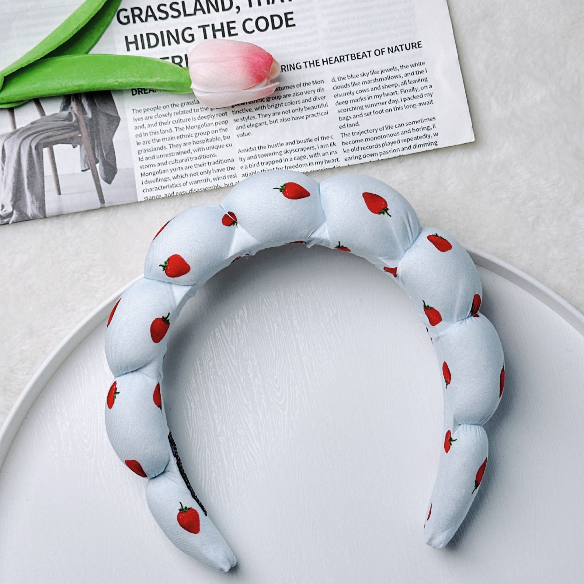 Diadema de Esponja tipo Nube de Tela para Lavado de Cara