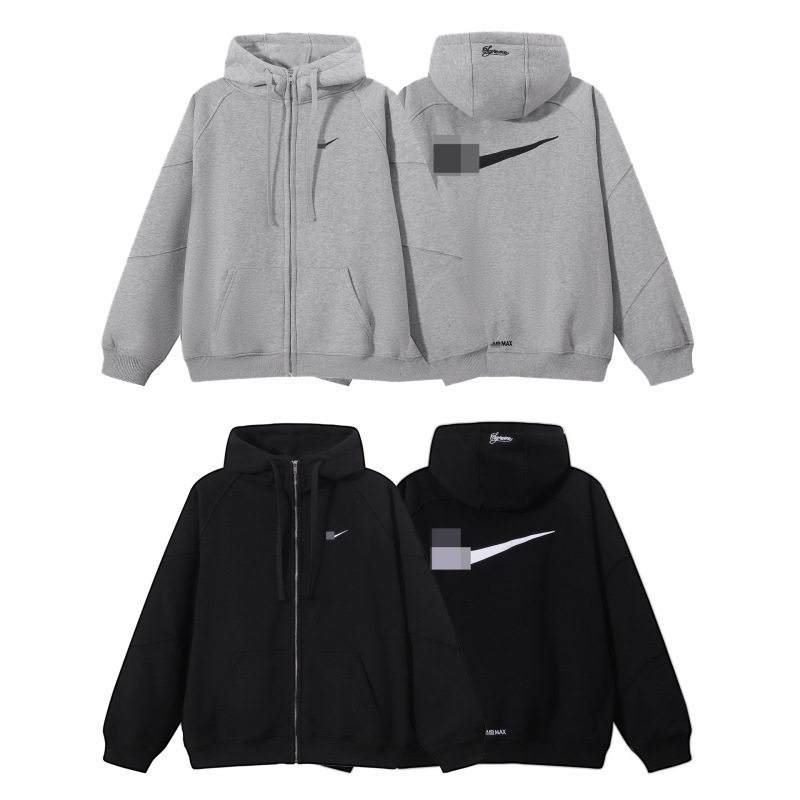 Cross-Border Hot-Selling Su Sweatshirt N-Brand Collaboration Embroidered Fleece-Lined Hooded Jacket Loose-Fit Popular Zipper Jacket Cross-Border Hot-Selling Su Sweatshirt N-Brand Collaboration Embroidered Fleece-Lined Hooded Jacket Loose-Fit Popular Zipper Jacket