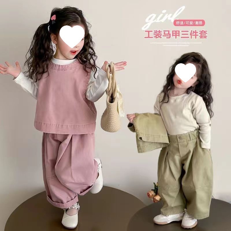 女童春装马甲套装2025新款儿童洋气时髦韩版衣服春秋款休闲三件套|undefined