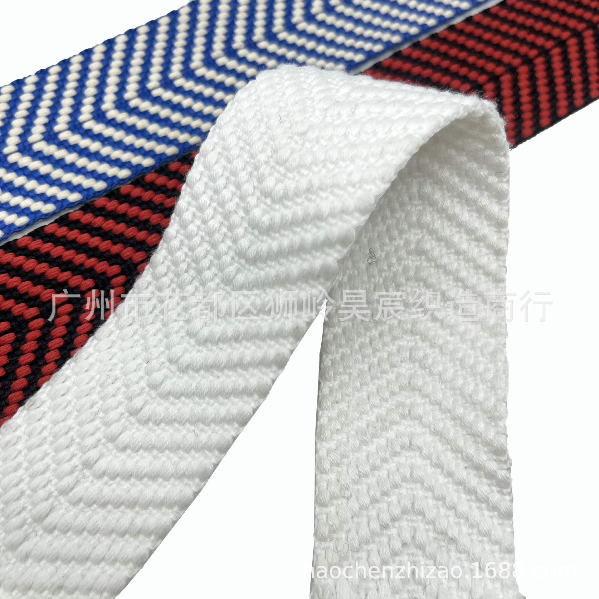 Spot poliéster algodón imitación poliéster poliéster V punto jacquard color contraste algodón cinturón de lona bolso de hombro cinturón de mano cinturón de cuero