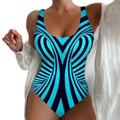2025 Women's Beach Sand Swimwear Tie-Dye 3D Print European and American Summer One-Piece Swimsuit