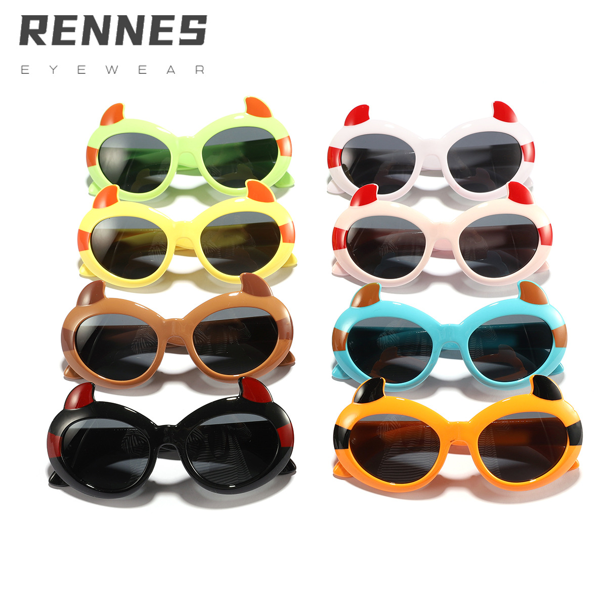 2024 niños divertidos y lindos dibujos animados pequeño diablo tendencia gafas de sol de moda lindo bebé gafas de sol de alta gama