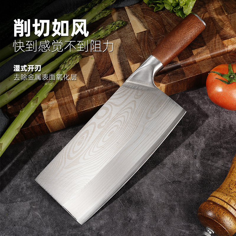 Cuchillo de corte de acero inoxidable con mango de madera de flores de billy, cuchillo de corte de corte de patrón de Damasco, cuchillo de corte de huesos afilado de cocina doméstica