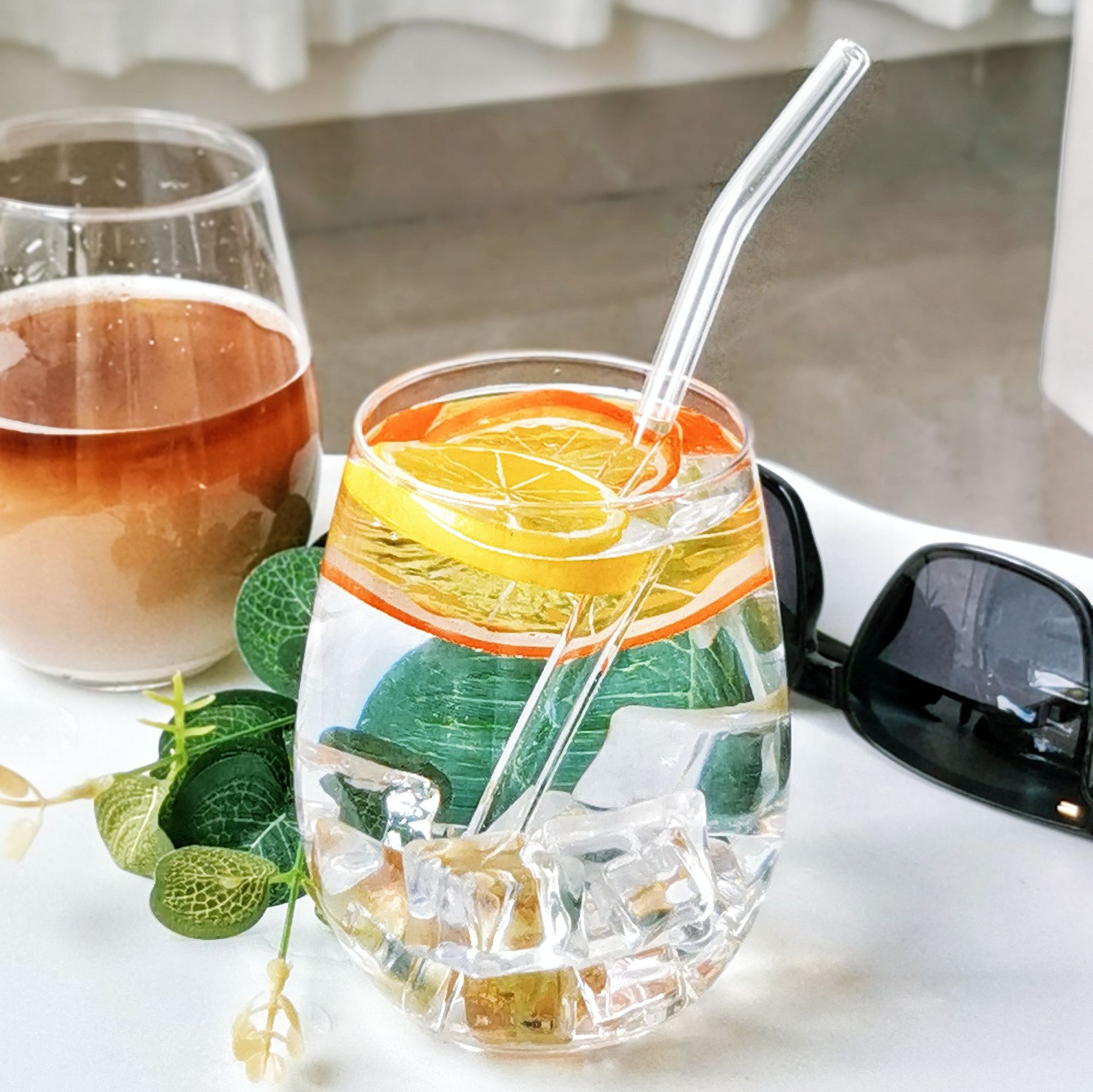 Simuxuins Red Net Restaurant Vaso de vidrio Taza de bebida ultraligera Taza de bebida de soda Taza de agua con burbujas Taza de jugo