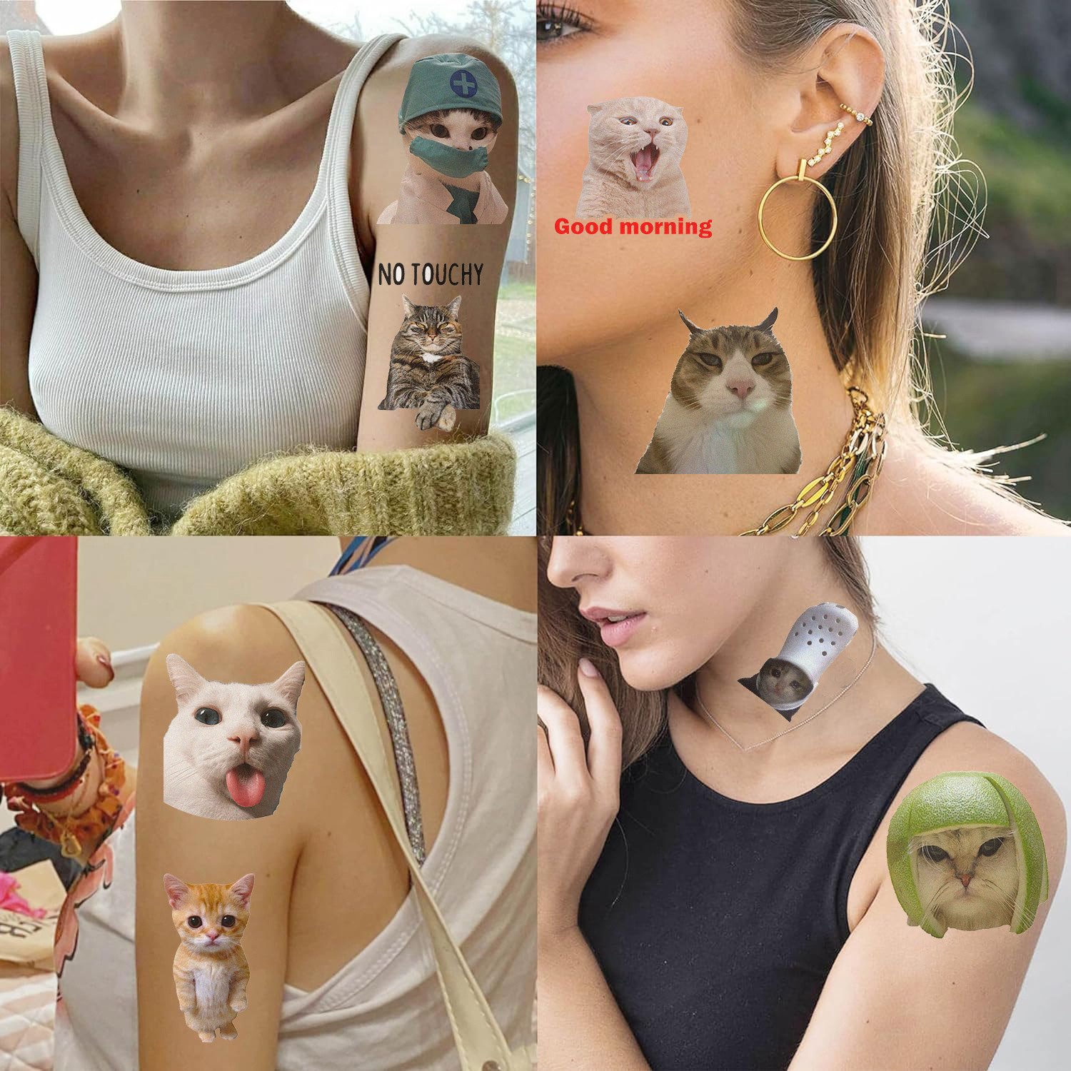 18g Weight tattoo stickers Event & Party Supplies 10 PCS/Package Quantity Holiday, Party Occasion Transfer decal Material Cat Pattern Cat Transfer Decal Tattoos & Body Art 10 PCS/Package 8