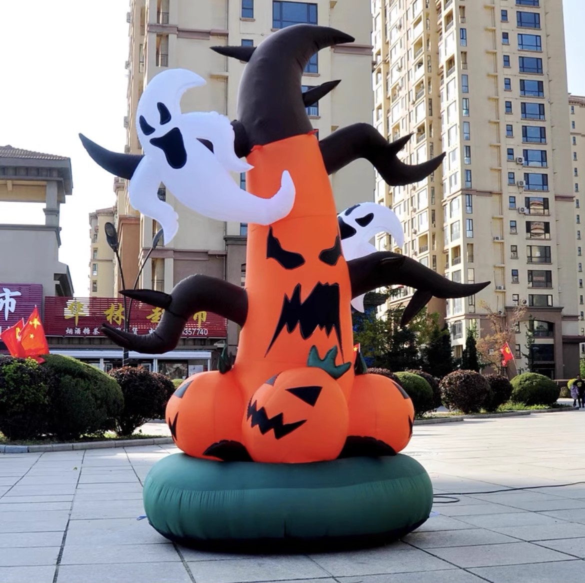 Decoración de Halloween infláble molde de aire luminoso calabaza fantasma payaso colgando soporte props bar centro comercial