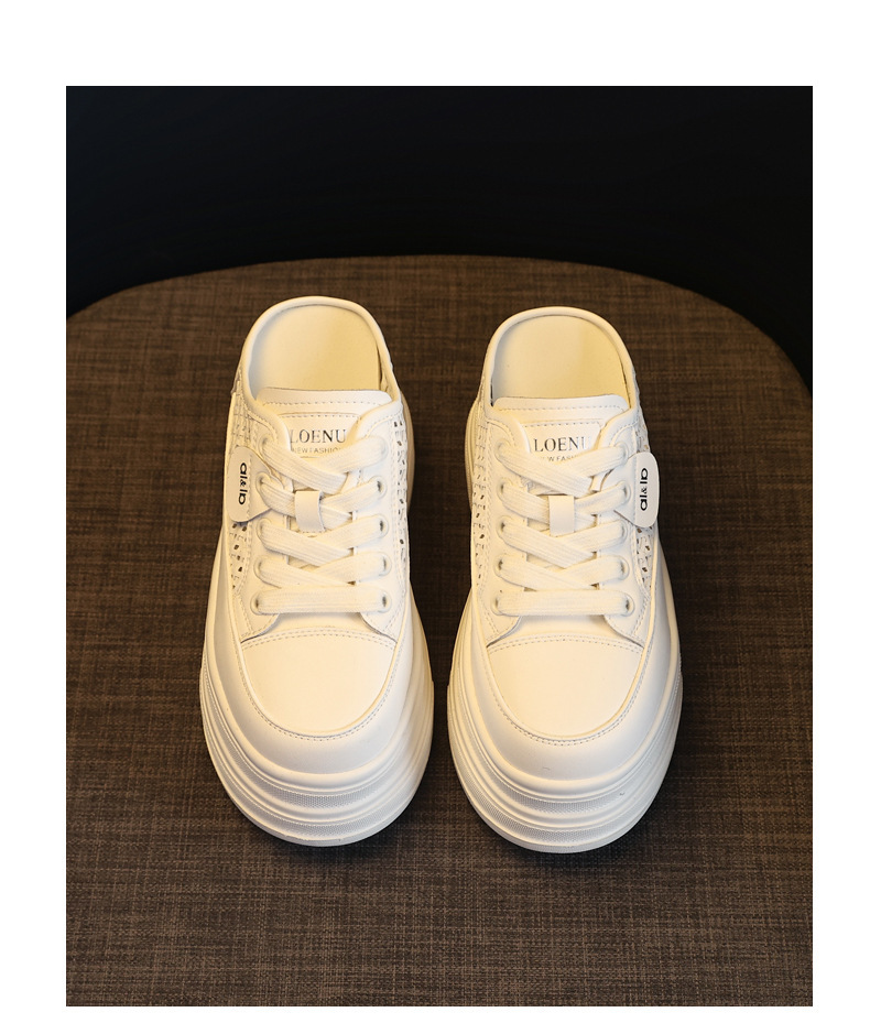 Giày sneaker nữ đế dày tăng chiều cao, phong cách basic trắng, form slip-on tiện lợi — màu trắng chi tiết 13
