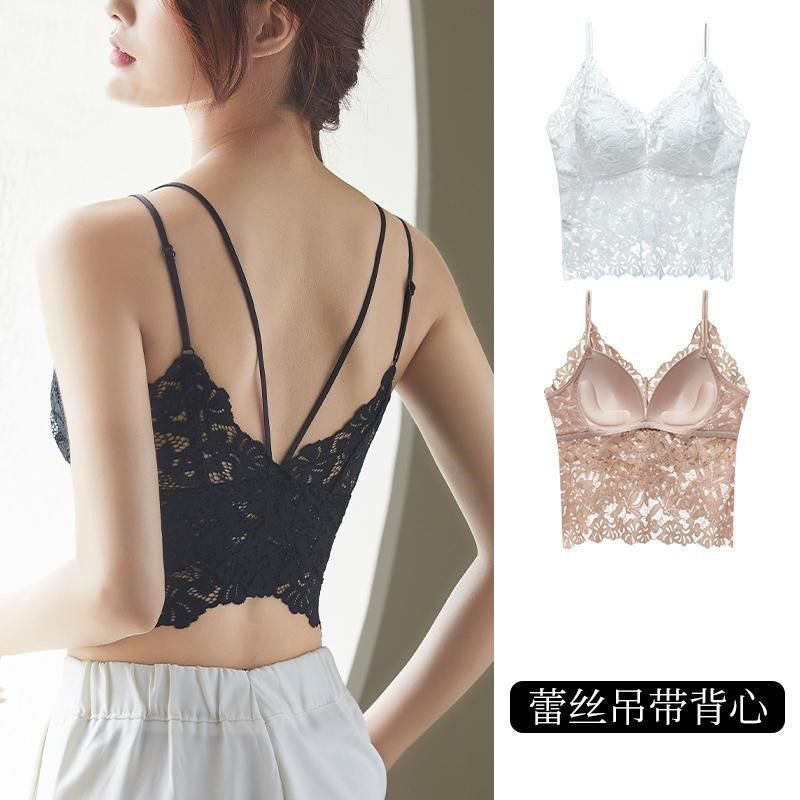 Trendy Cross-Border Butterfly Lace Camisole for Women, Thin Breathable with Chest Pads, Seamless Plus-Size Tank Top