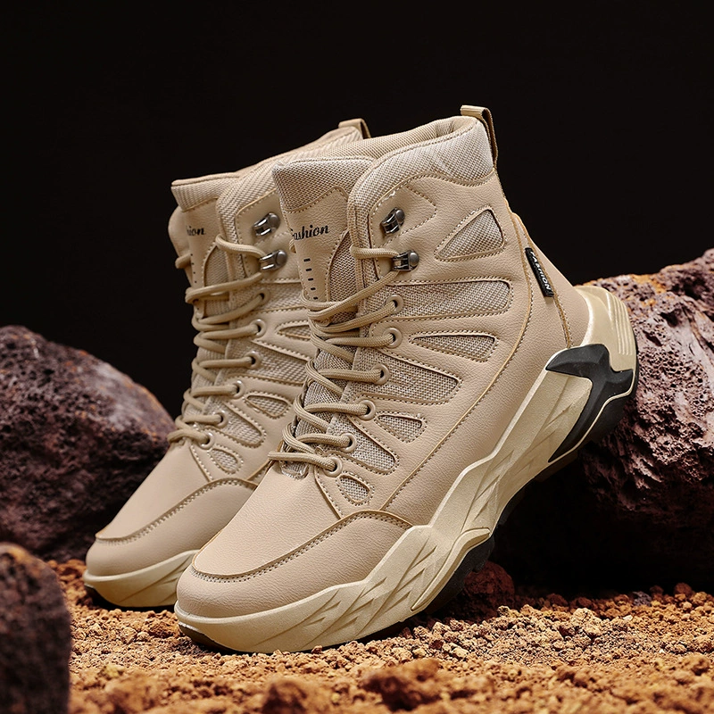 Высокая мужская обувь 2024 новая зимняя спортивная обувь на толстой подошве мужская на открытом воздухе износостойкая туристическая прогулка обувь оптом