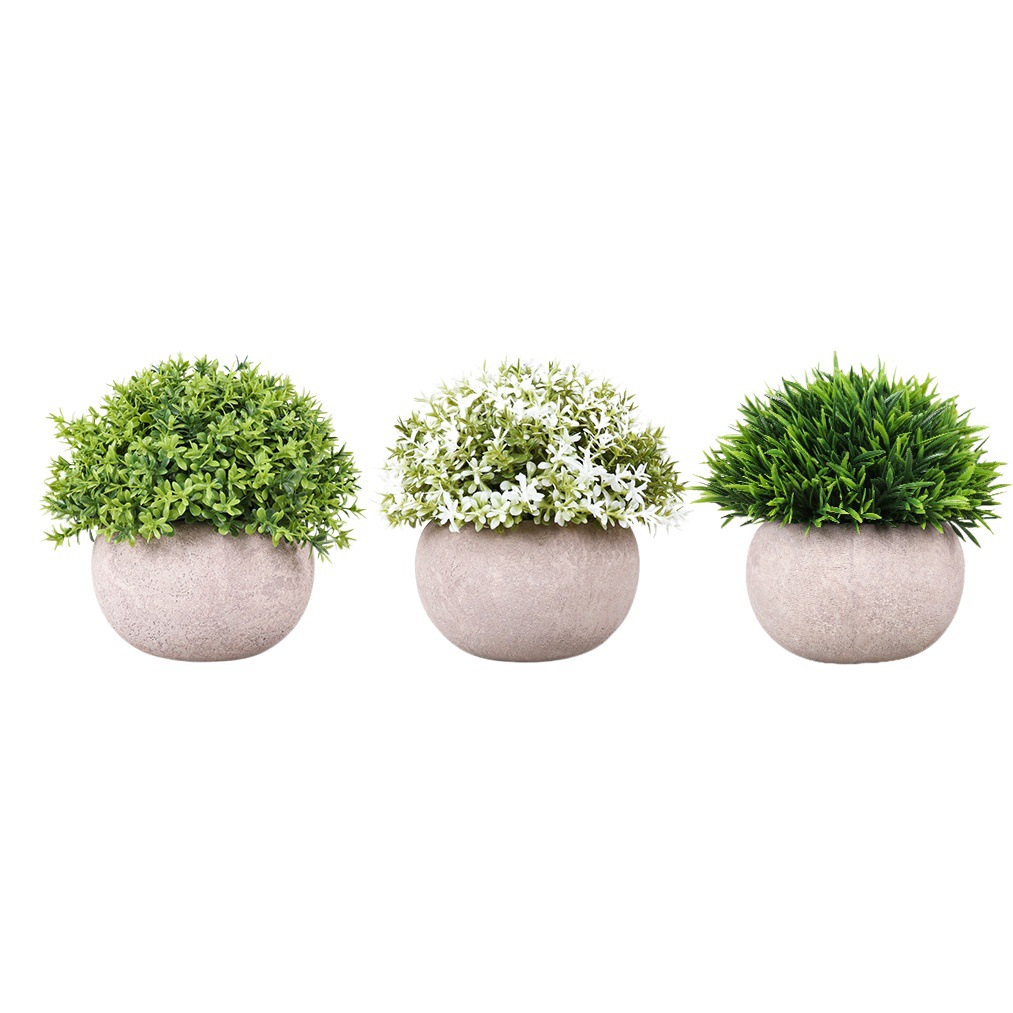 Planta Verde Artificial en Maceta de Pulpa para Decoración de Escritorio y Hogar