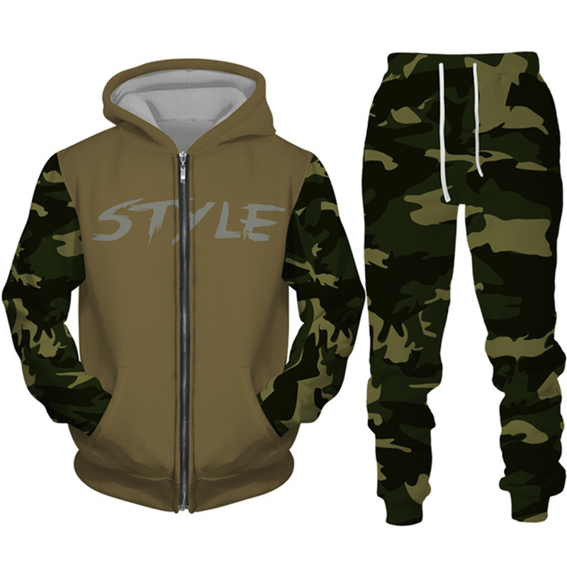 Venta directa de comercio exterior de estilo caliente transfronterizo Hombres y mujeres europeos y americanos Impresión digital 3D Camuflaje Chaqueta con capucha para hombres MF08-ML01