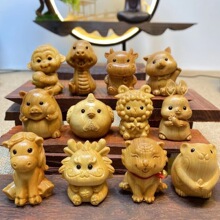 崖柏木雕摆件工艺品文玩手把件十二生肖动物挂件桌面伴手礼木悟空