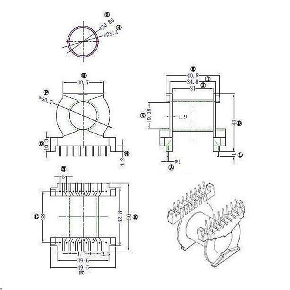PQ50骨架PQ5050高频变压器骨架卧室8+8