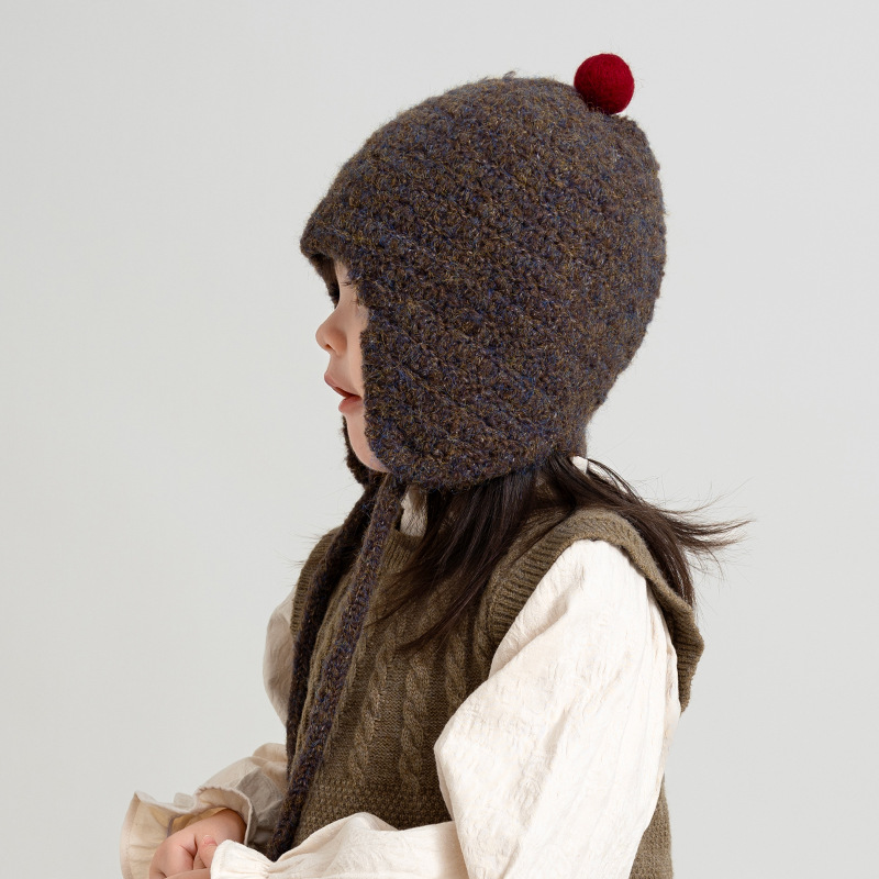 Sombreros para niños otoño y invierno bebés sombreros de punto sombreros calientes para niños niñas sombreros de lana sombreros protectores de orejas sombreros de cabeza a prueba de viento
