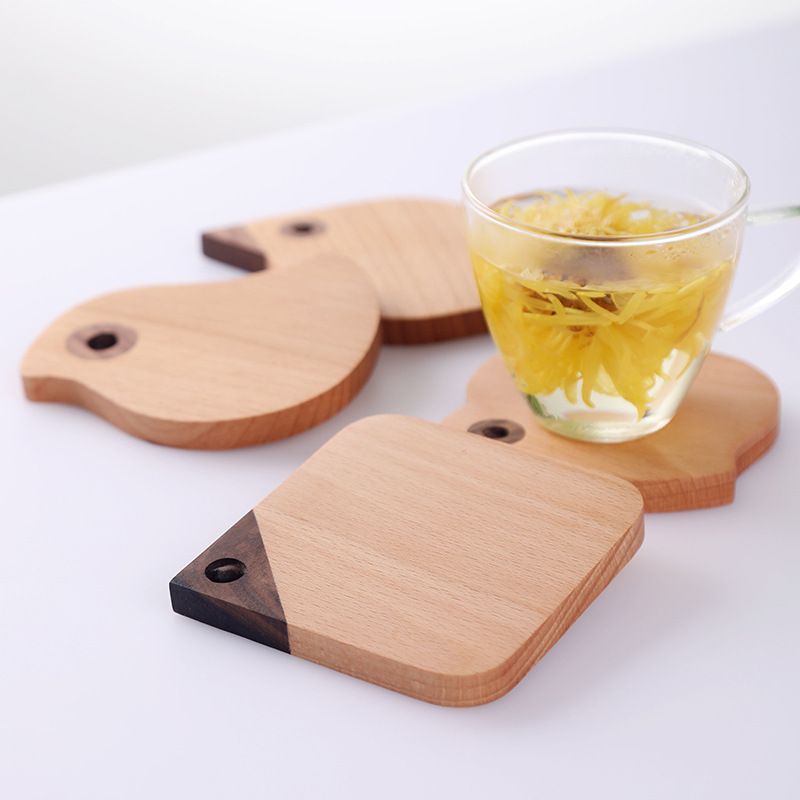 Posavasos de té Madera Diy Kung Fu Tea Dibujos animados Posavasos de animales de madera Posavasos de café Almohadilla de aislamiento de madera Madera maciza