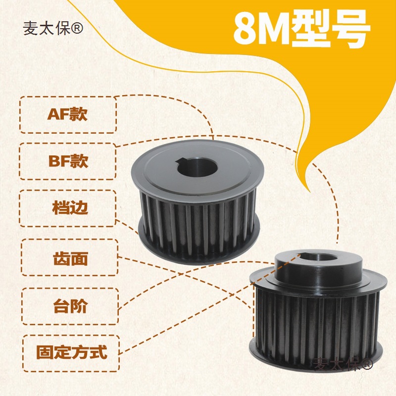 同步带轮现货 8M-25齿AF/BF 45号钢传动皮带轮 同步轮同步麦太保