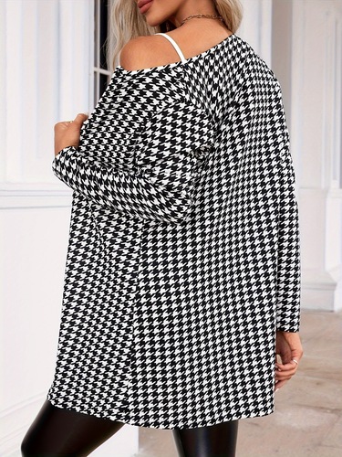 Ready-to-ship 2025 new cross-border spring and autumn women's printed jacket round neck blazer
