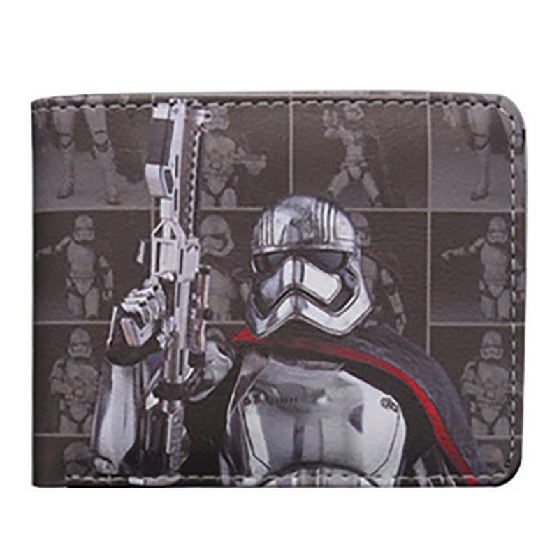 Cartera de Star Wars alrededor del cine y la televisión, guerrero negro, soldado blanco, cartera corta de dos plegados, cartera PU para hombres adolescentes
