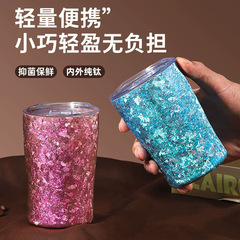 純チタン製ウォーターカップ、ビッグアイスフラワービールカップ、軽くて豪華でファッショナブルなオフィスコーヒーカップ、ポータブルカーマウントジュースドリンクカップ