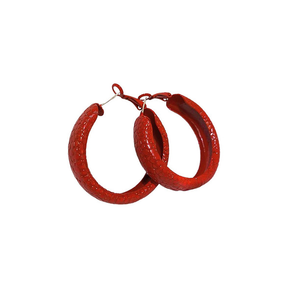Red geometric fashionable retro earrings