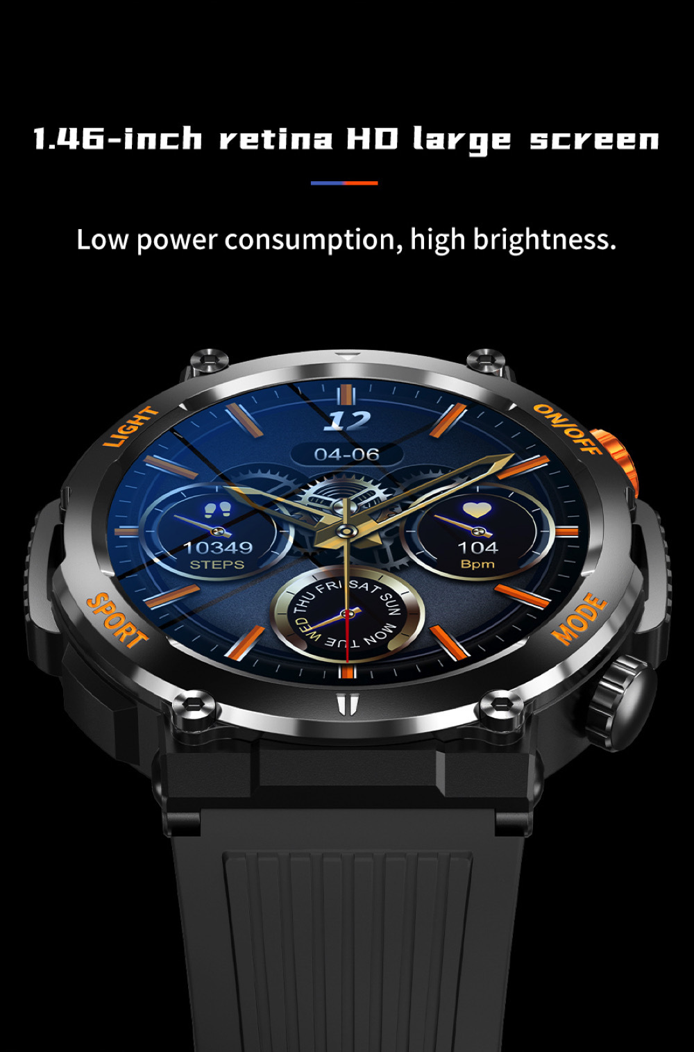HT17 Smart Watch Herren Kompass LED Beleuchtung Outdoor Sport_voghion.com