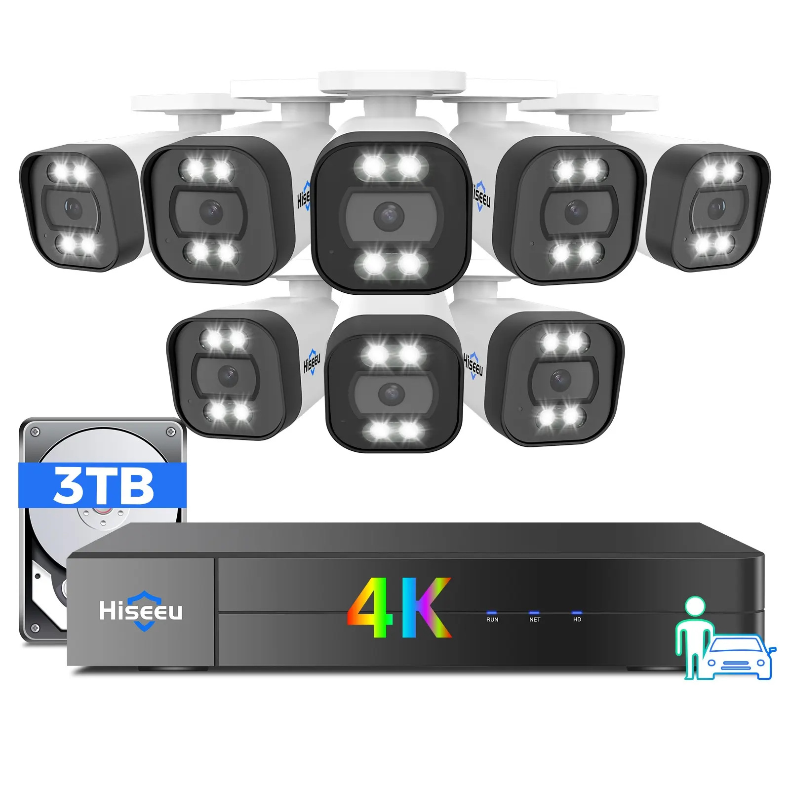Hiseeu outdoor 8MP HD POE monitoring kit CCTV camera night visual waterproof remote wholesale