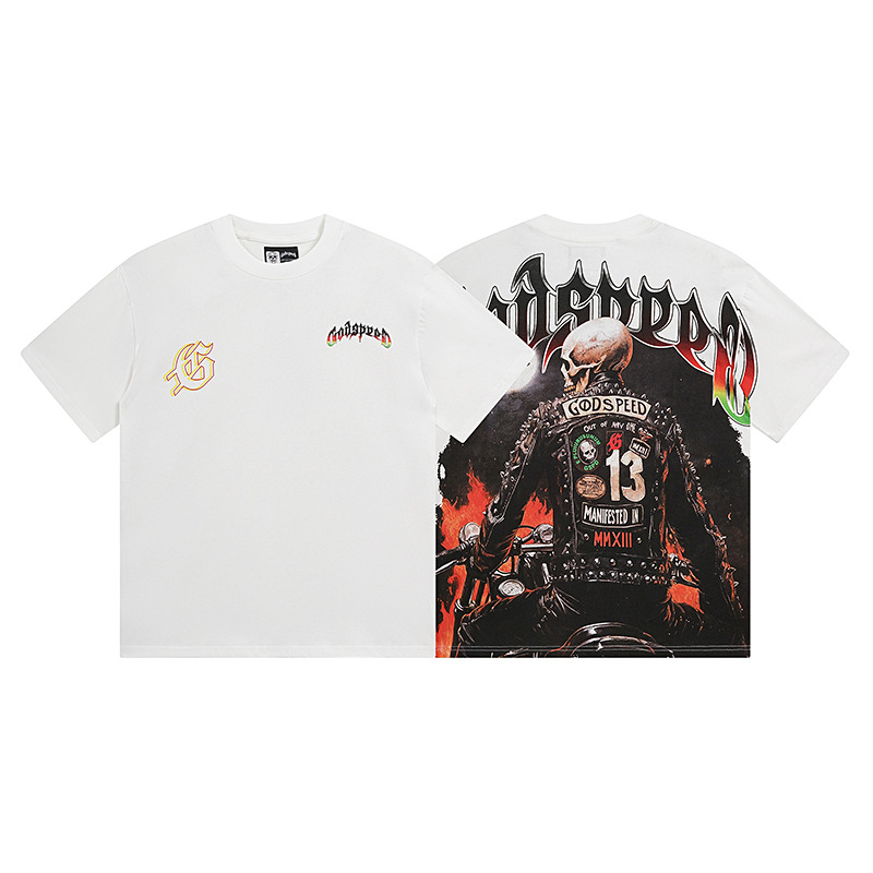 Al por mayor transfronterizo MideaGO Skull Metal Rock Band Robot camiseta de base de algodón suelta camiseta de manga larga