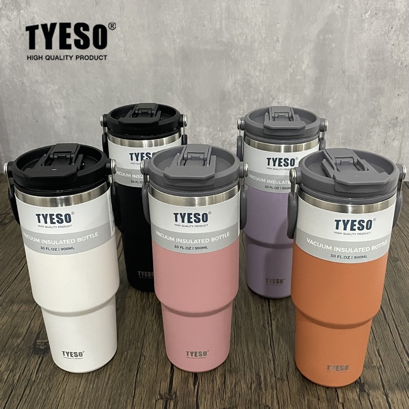TYESO泰硕冰霸杯手提双饮大容量304不锈钢保温杯带吸管车载保冷杯|undefined