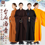 弘善精品海青居士服男女禅修服衣台湾麻海清深咖啡色僧服批发禅意
