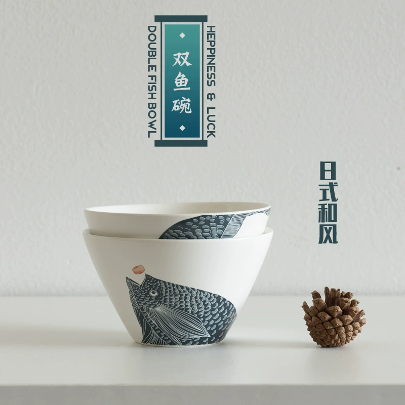 ♡ Рыбы Ceramic Fruit Salad Bowl Breakfast Dessert Bowl Noodle Rice Bowl Single Household Large Capacity Large Size