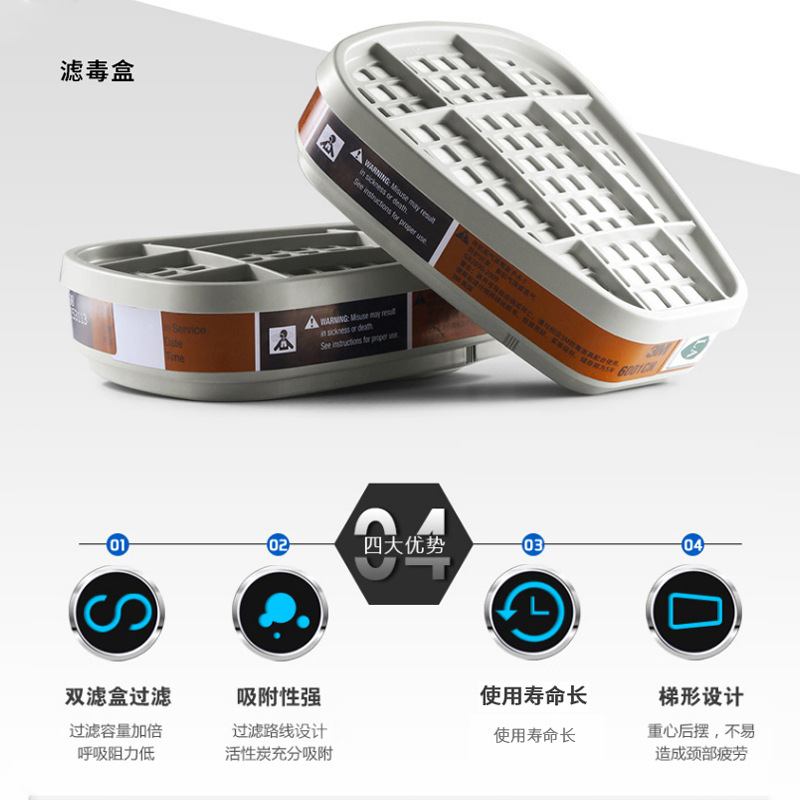 3M 6006CN caja de filtro de veneno pintura de mina de carbón formaldehído química máscara de protección respiratoria caja de filtro caja de filtro