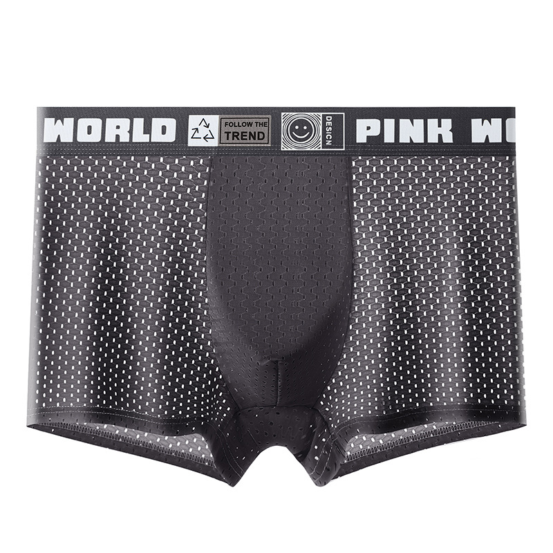 Ropa interior de seda de hielo de los hombres de verano fino Boxer shorts cabeza de malla transpirable deportes jóvenes niños Boxer shorts