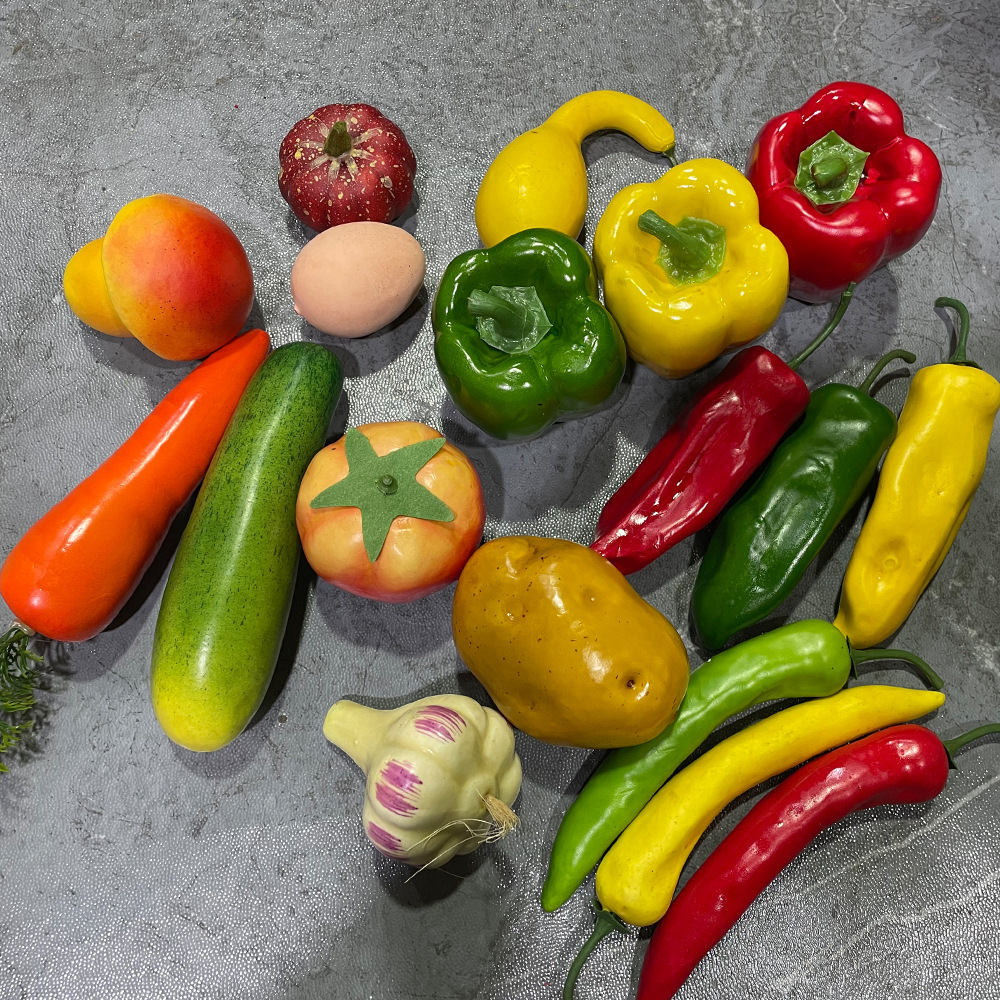 12个仿真轻料C款蔬菜辣椒土豆蒜头果蔬模型橱柜厨房拍摄装饰品