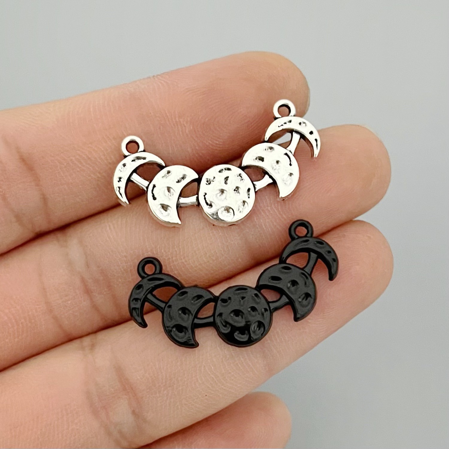 DIY Alloy Jewelry Accessories European and American Trendy Crescent Moon Lunar Eclipse Pendant Necklace Keychain Charm