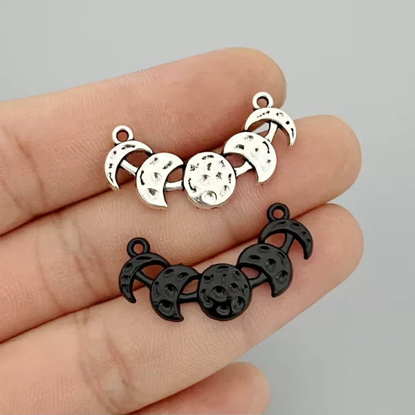 DIY Alloy Jewelry Accessories European and American Trendy Crescent Moon Lunar Eclipse Pendant Necklace Keychain Charm