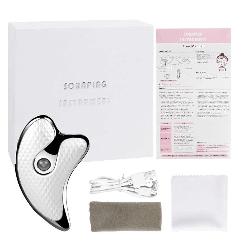 Masajeador facial Instrumento de belleza de elevación V Masajeador eléctrico facial Tablero de raspado de vibración Instrumento de raspado eléctrico facial