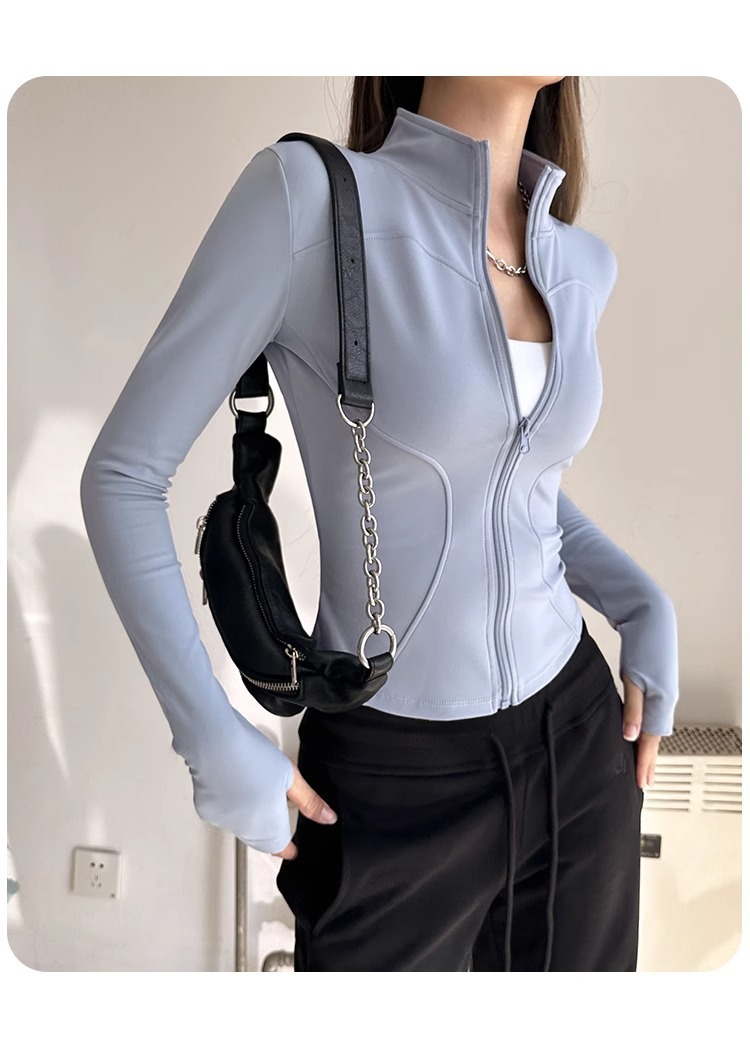 Fleece Quick-Drying Yoga Jacket Pilates Fitness Skinny Top Fitness Suit Women_desvips.com