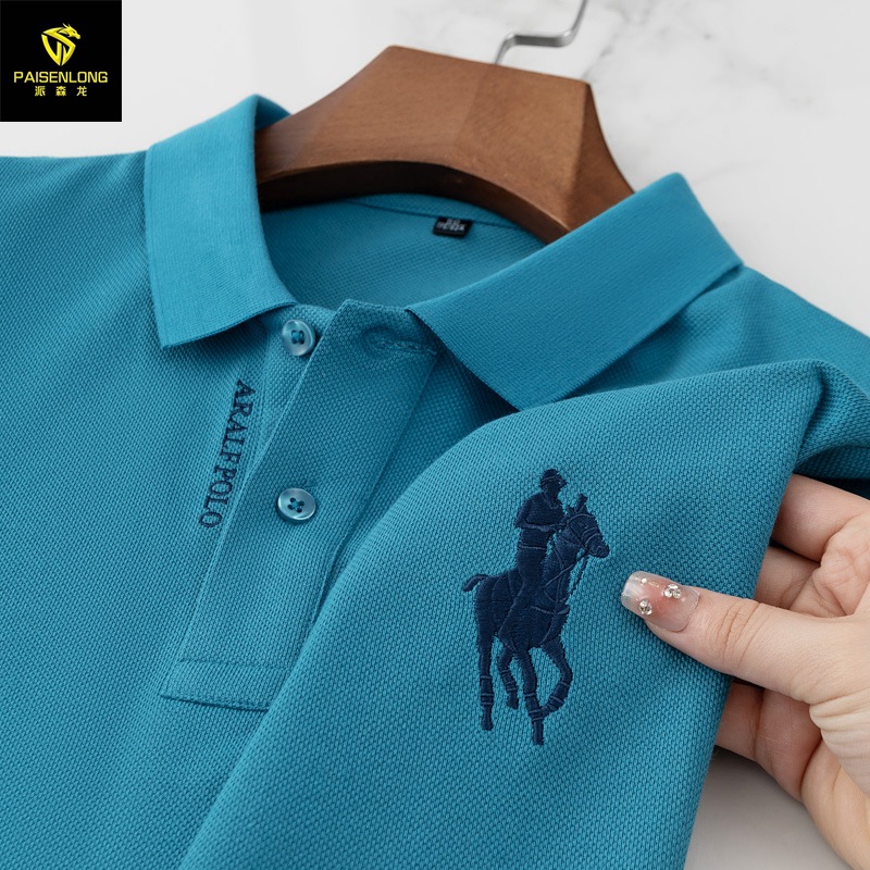 Camisa Polo Paishenlong 2025, Nueva, de Algodón Piqué Puro, Bordada, para Hombre, Cuello Camisero, Manga Corta, para Hombres de Mediana Edad