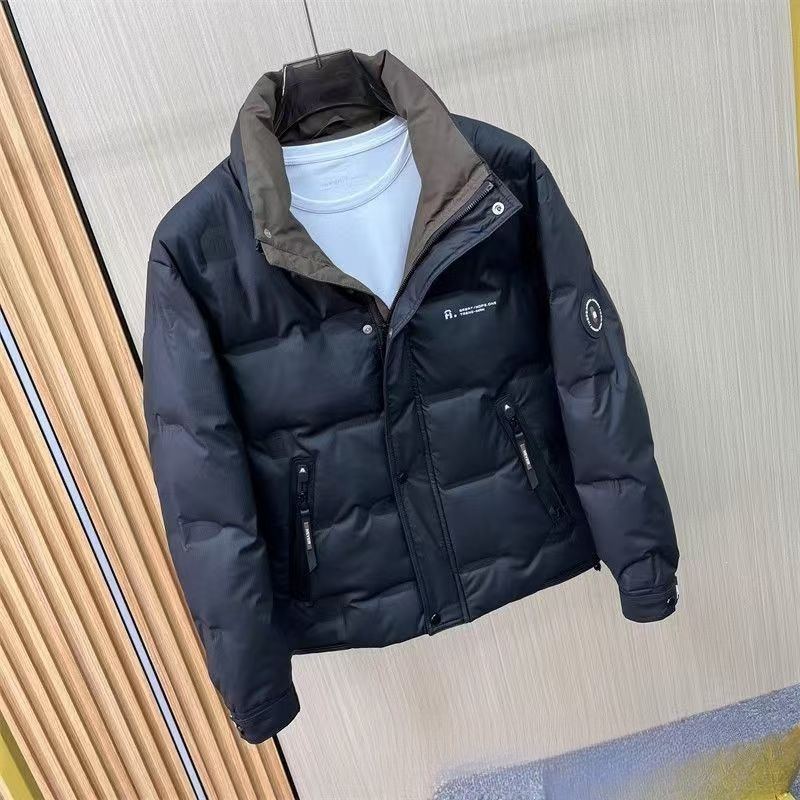 痞帅冬季新款时尚潮牌立领保暖加厚免洗男羽绒服鸭绒撞色外套百搭