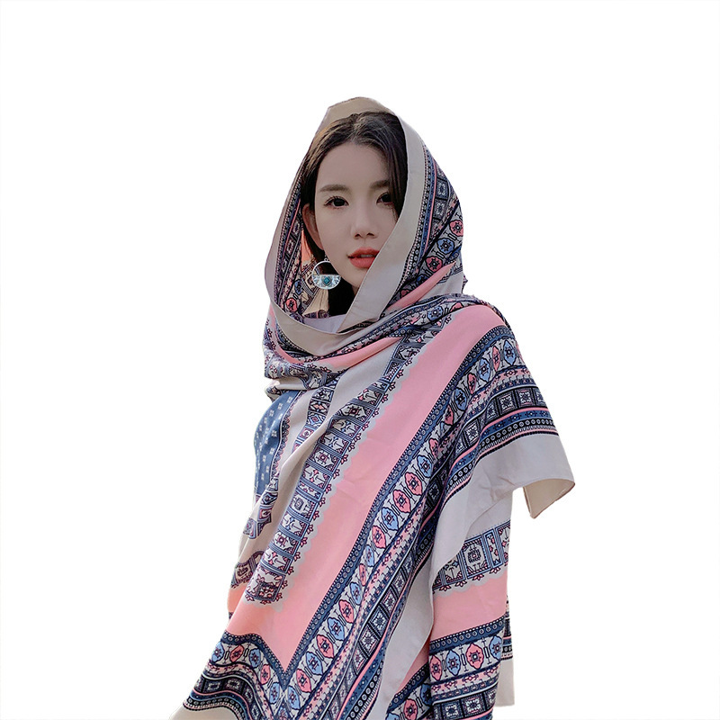 Bohemian Diamond Plaid color a juego algodón y lino sensación bufanda artística todo-fósforo bufanda larga viaje protector solar chal