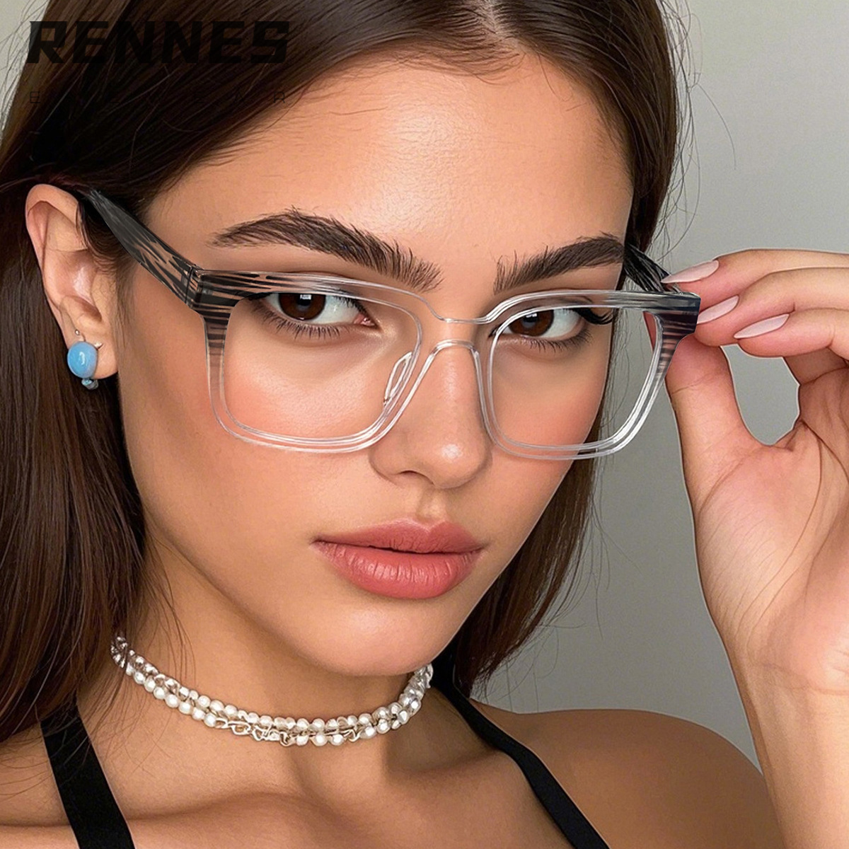 Nuevo estilo transfronterizo coreano rectángulo de contraste de color a prueba de luz azul espejo plano para estudiantes masculinos y femeninos gafas de montura de miopía Glasses