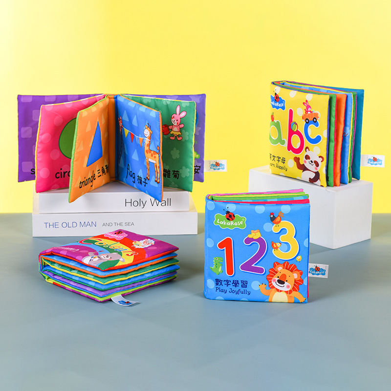 Bebé tridimensional libro de tela grande letras inglesas y números iluminación bebé educación temprana juguete de papel desgarrable