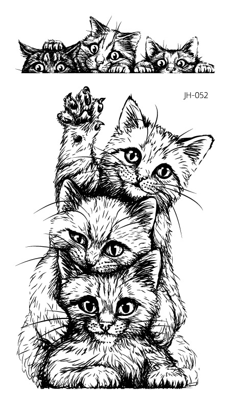 Protección del medio ambiente a prueba de agua sudor desechable lindo gato divertido tatuaje pegatinas cicatriz personalizada cubriendo fresco hombres y mujeres tatuaje