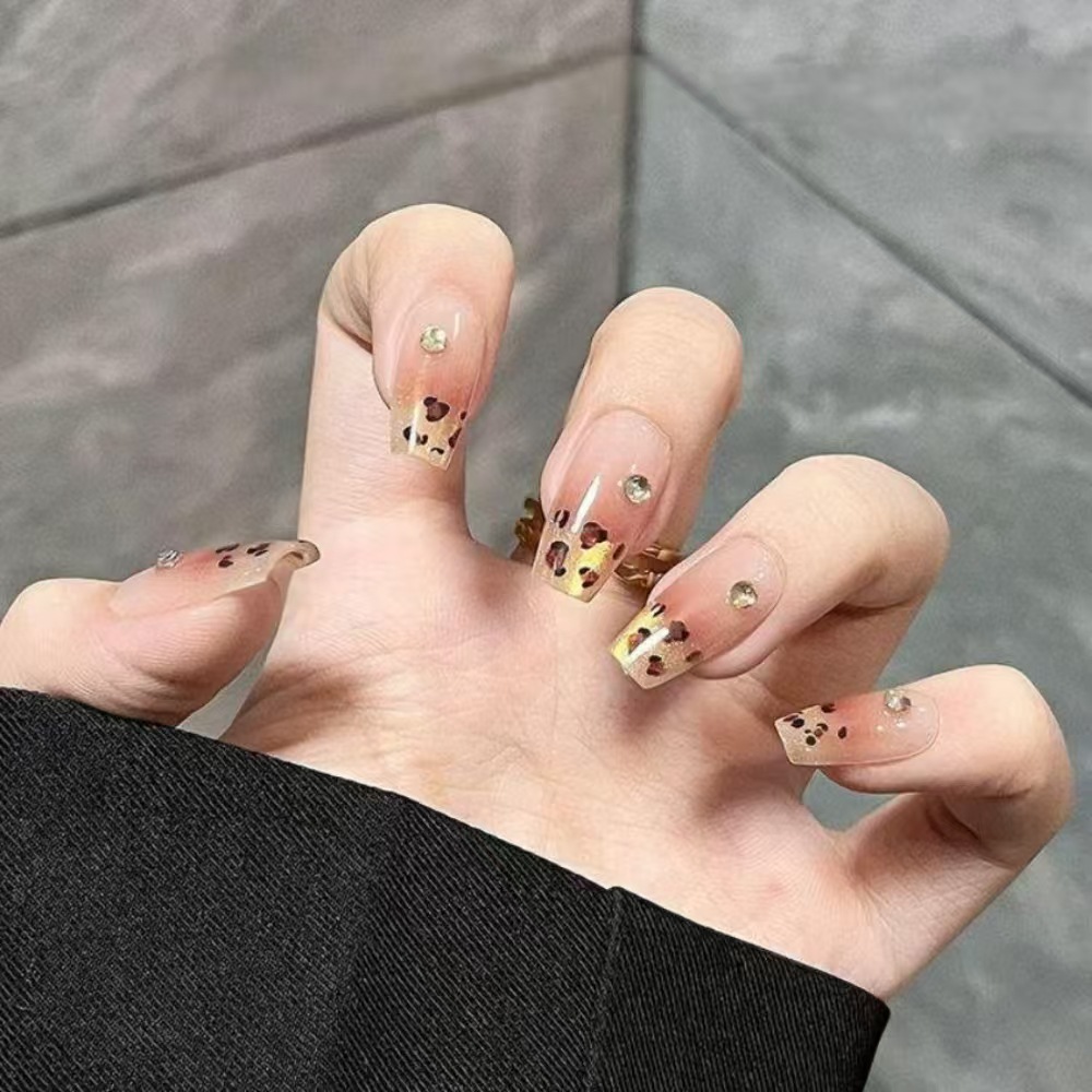 10-piece split-size fujia gold flash ice transparent nude butterfly atmosphere high-profile figure detachable wear nail finished product
