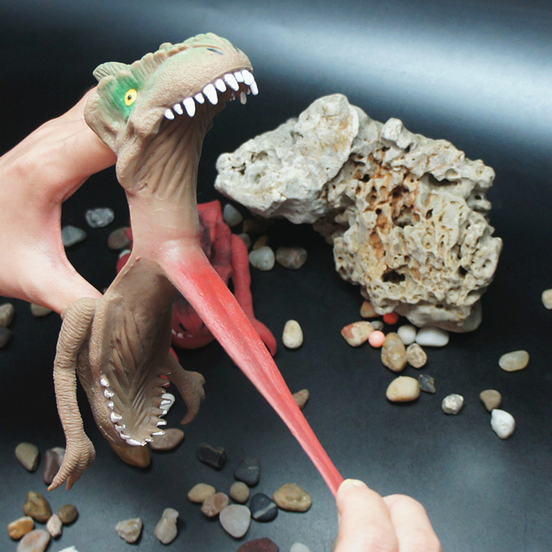 Realistic Finger Puppet Dinosaur Doll Role Playing Prop Hand Puppet Toy for Kids_voghion.com