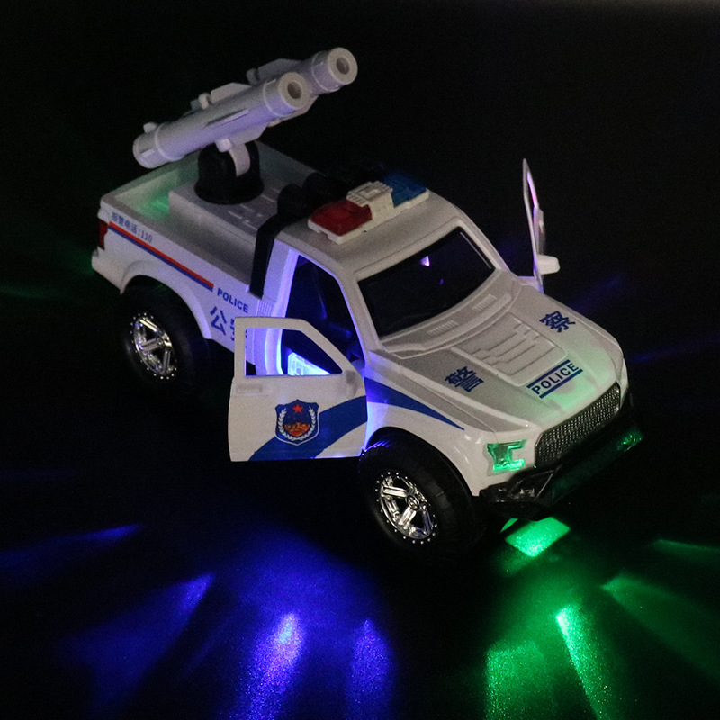 Tiktok Electric Universal de doble función de la música del coche de policía luz de la Catapulta de misiles de apertura automática de la puerta del coche de juguete